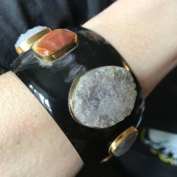 SALE Ashley Pittman Dark Horn Druzy Kenya Bangle - Picture 2 of 8